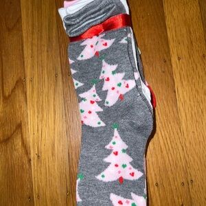 5 pair Festive Christmas Tree Patterned Gray Socks